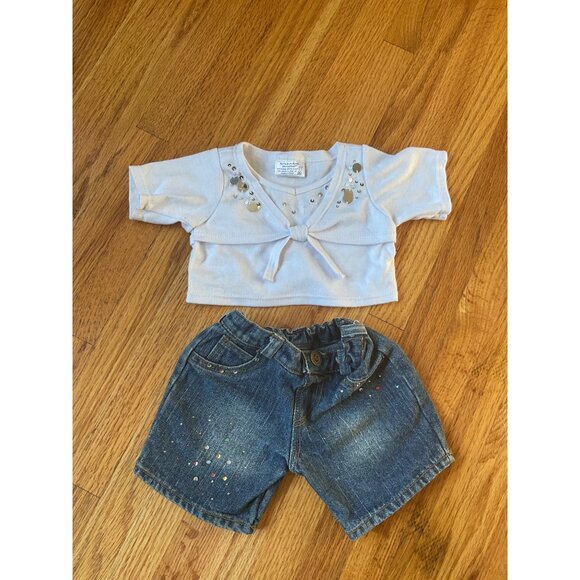 Build-A-Bear Workshop Outfit With Sequin Top & Denim Shorts For Ages 3 & Up - Picture 1 of 8